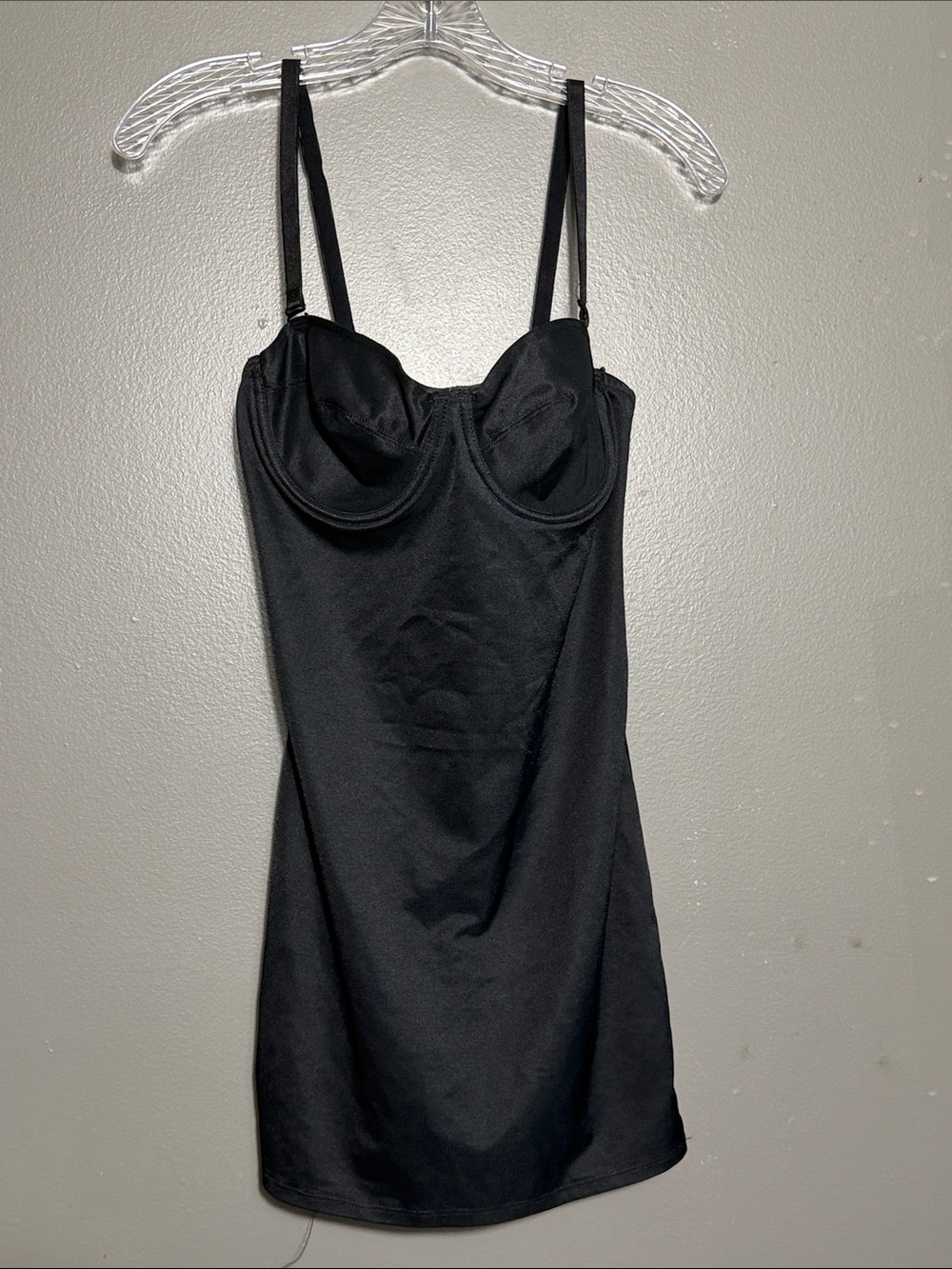 VTG Nancy Ganz Bodyslimmers Shapewear Slip Dress Underwire Black 36B 90s Boudoir